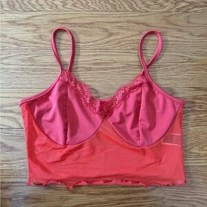 Going out Lace Mesh Top Red